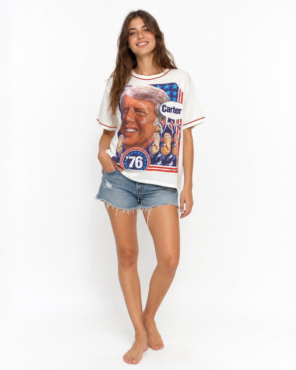 Original 1976 Jimmy Carter Campaign Ringer T Shirt Dancing Peanuts Stedman